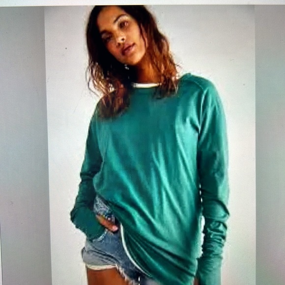Free People Arden Tee Color Deep Teal Size Large - Picture 5 of 5